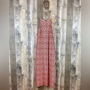NWOT Boden Racer Neck Halter Maxi Dress in Red Floral Tile Size 4 Regular.